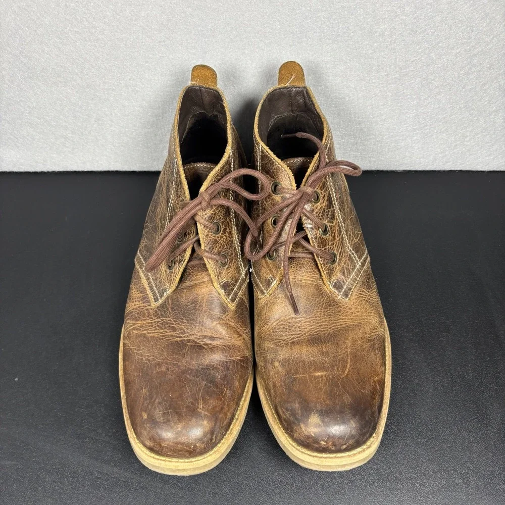 BED STU Draco Men's Leather Chukka Ankle Boots Distressed Brown Lace Up Size 11